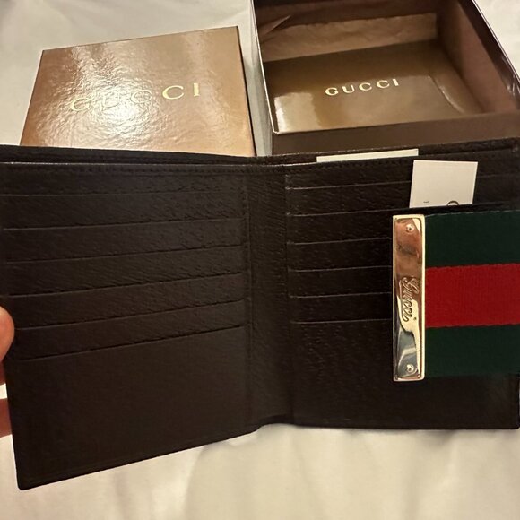 Brand New Gucci Ophidia GG Canvas and Leather Web French Wallet - Picture 5 of 7